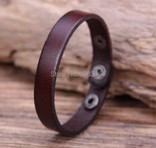 G88 Cool  Dark Brown  Plain Single Wrap Top Grain Leather Wristband Bracelet Cuff Unisex 1.1cm width Mens 2024 - buy cheap