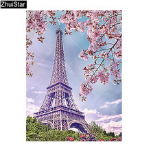 Pintura con diamantes de imitación para decoración del hogar, bordado completo con paisaje, torre de París, XY1 2024 - compra barato