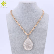 Elegant Gold Color Water Drop Crystal Pendant Necklace Jewelry Crystal For Women Wholesale 2024 - buy cheap