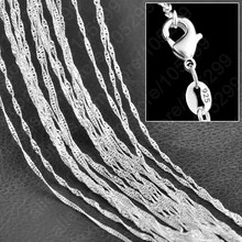 Promotion Wholesale Solid 925 Sterling Silver Beautiful Water Wave Necklace Singapore Chain With Lobster clasps 16"-30" 2024 - buy cheap