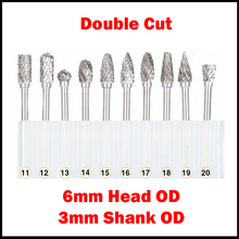 3mm Shank OD 6mm Head OD Double Cut CNC Tool Grinder Tungsten Carbide Woodworking Milling Cutter Polishing Head Rotary File 2024 - buy cheap