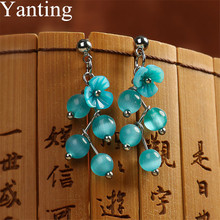 Yanting Ethnic Earrings For Women Blue Orange Green Opal Stone Stud Earring Wholesale Shell Flower Beach Holiday Jewelry 0430 2024 - buy cheap