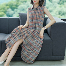 Бесплатная доставка Miyake модное однобортное платье трапециевидной формы без рукавов с отложным воротником в наличии 2024 - купить недорого