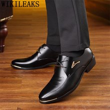 Sapatos sociais masculinos de couro, calçados elegantes para escritório, marca luxuosa 2024 - compre barato