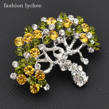Grelha de lichia, árvore da vida única com cristais coloridos, broche feminino para festa de casamento, acessórios de joias estilosos 2024 - compre barato
