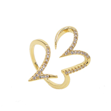 Anéis minimalsentados de coração para meninas, anéis ajustáveis com zircônio claro cor dourada 2019 2024 - compre barato