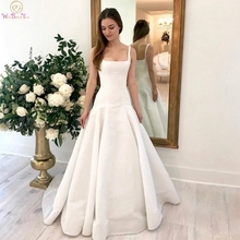 Vestido de noiva romântico marfim com gola quadrada, sem mangas, novo vestido de noiva simples com alças no pescoço, 2020 2024 - compre barato