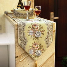 Gold silk table runner nordic embroidered camino mesa boda european camino de mesa lino table flag pastoral chemin de table arge 2024 - buy cheap