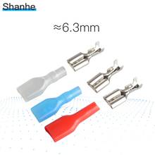 shanhe 6.3mm Crimp Terminal 50 Female Spade Connector with 50 Case 2024 - buy cheap