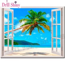 Pintura de diamantes 5D DIY de paisajes de ventanas, kits de punto de cruz 3D completo, mosaico de pared con pinturas decoración de boda 2024 - compra barato