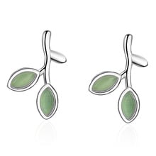 Utimtree New Creative Green Leaf Earring Stud Silver 925 Sterling Jewelry Korean Women Earrings for Party Christmas Brincos Gift 2024 - buy cheap