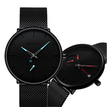 CRRJU-Reloj de pulsera minimalista para hombre y mujer, cronógrafo deportivo de lujo, con correa de malla fina, resistente al agua, para parejas 2024 - compra barato