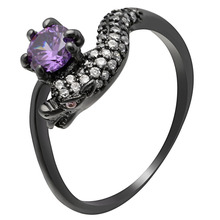 Anillos de dragón negro a la moda para Mujer, anillo de fiesta con piedras, regalos para niñas, Animal Bague Femme púrpura, Anillos de distribución para Mujer 2024 - compra barato