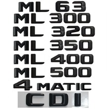 Emblema negro para Mercedes Benz, emblema para W164, W166, ML55, ML63, AMG, ML250, ML280, ML300, ML320, ML350, ML400, ML420, ML500, ML550, 4MATIC, CDI 2024 - compra barato