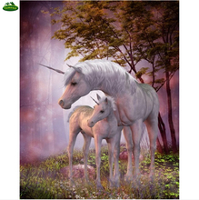 Pintura de diamante 5D Diy de Dos unicornios blancos, caballo, animales, punto de cruz, Kits de diamantes completos para bordado en mosaico, decoración del hogar 2024 - compra barato