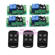 Controle remoto sem fio 1 canal 12v 3pçs, 4 peças de placas de controle com código fixo