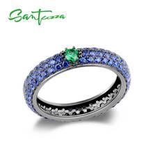 SANTUZZA Silver Rings For Women 925 Sterling Silver Natural Blue Stones Eterntiy Rings for Ladies Party Trendy Fashion Jewelry 2024 - buy cheap