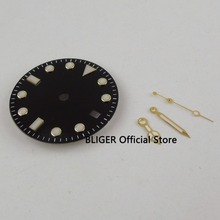 High quality 28.5mm Black Sterile Dial Luminous Marks Date Window Watch Dial+Hands Fit For MIYOTA 8215 Movement 2024 - buy cheap