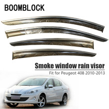 Boomblock 4 pçs capas de carro janela viseira sol chuva vento defletor toldo escudo abs para peugeot 408 2010 2011 2012 2013 2024 - compre barato