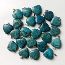 Colgantes de corazón de ónix natural y piedra azul de 20MM, accesorios para la fabricación de joyas, 50 Uds./lote, venta al por mayor, envío gratis 2024 - compra barato