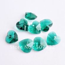 Free Shipping! Wholesale AAA Top Quality 14mm 6202 crystal heart pendant beads Emeralde 60pcs/lot 2024 - купить недорого