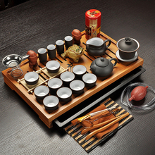 Jingdezhen-Juego de tazas de té Kung Fu de arcilla púrpura, tueen infusor, Ceremonia de té chino con Gaiwan, mesa de té Chahai 2024 - compra barato