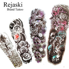 Rejaski Large Eye Totem Women Temporary Tattoo Stickers Men Full Arm Waterproof Fake Tattoo Sleeve Paper Rose Flower Tatoo Legs 2024 - buy cheap