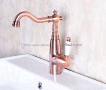 Antique Red Copper Bathroom Vanity Sink Faucet Single Ceramic Handles Brass Hot and Cold Basin Mixer Tap Bnf133 2024 - buy cheap