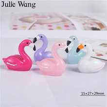 Julie Wang 10PCS Resin Flamingo Charms Multicolor Birds Pendants Jewelry Making Accessory Table Props Decoration 2024 - buy cheap