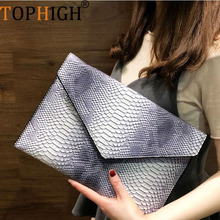 TOPHIGH Women Bags Designer Snake PU Leather Clutch Crossbody Bags For Women Shoulder Bag Mini Envelope Messenger Bag 2024 - buy cheap