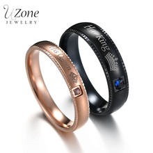 UZone Fashion Stainless Steel Couple Rings White Crown Her King His Queen Couple Jewelry Engagement Valentine's Day Gifts 2024 - buy cheap