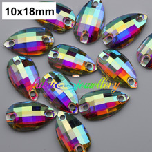 Free Shipping, 100pcs/Lot, 10x18mm Crystal AB / Clear AB Flat Back Chessboard Teardrop Sew On Stones 2024 - buy cheap