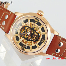 Parnis Sapphire glass Hollow dial glass 45mm Miyota golden Automatic Movement Men's Watch 1806 2024 - buy cheap