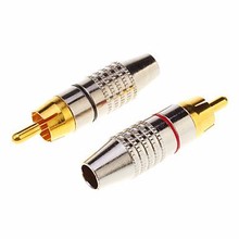 Banhado a ouro solderless áudio vídeo phono rca macho plug adaptador conector ouro + prata 2024 - compre barato