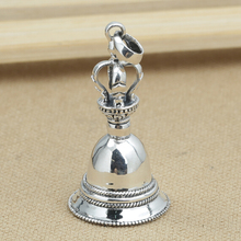 Настоящее серебро 925 пробы, тибетский колокольчик, подвеска в винтажном стиле из стерлингового серебра Dorje, буддийский колокольчик, амулет 2024 - купить недорого