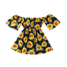 Summer Kids Baby Girl Sunflower Vestidos Sunsuit Tutu Dress Toddler Girls Off Shoulder Princess Party Dresses Sundress Clothes 2024 - buy cheap