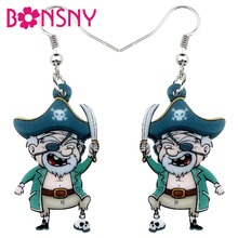 Bonsny Statement Acrylic Halloween Cartoon Old Pirate Earrings Drop Dangle Novelty Anime Jewelry For Women Girl Charms Wholesale 2024 - buy cheap