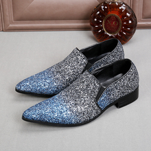 Mens dress shoes elegant men formal shoes glitter loafers pointed toe zapatos hombre vestir pluse size oxford shoes for men 2024 - buy cheap