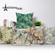 Vintage Decorative Cushion Covers Green Plant Flower Pillow Case 45 * 45 Plant Flower Spring Green Pillow Custom Throw Pillows 2024 - buy cheap