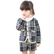 Kids Winter Clothes Plaid Autumn Baby Girl Sets Long Sleeve Single Girls Children Clothing Top Plaid Blazer +Short Trousers 2024 - buy cheap