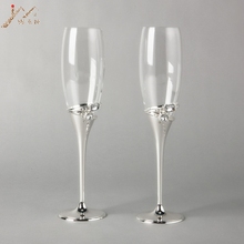 Imzel brilhante flauta de prata, flauta de champanhe de metal de liga de zinco para casamentos ou festas, vidro de vinho 2024 - compre barato