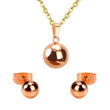 LUXUKISSKIDS Rose Gold Stainless Steel Dubai Jewelry Sets Ball Necklace Pendant With Earrings Wedding Accessories Jewelry Set 2024 - buy cheap