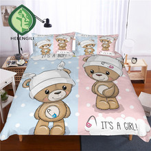 HELENGILI 3D Bedding Set Teddy Bear Print Duvet Cover Set Lifelike Bedclothes with Pillowcase Bed Set Home Textiles #TED-25 2024 - buy cheap