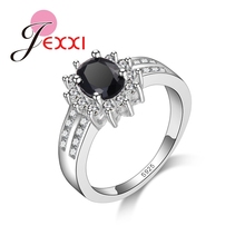 Black Crystal Wedding Rings For Women Bands Jewelry 925 Sterling Silver Cubic Zircon Engagement Anniversary Ring Bijoux 2024 - buy cheap