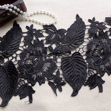 3 Yards Black Venise Lace Trim with Rose and Leaf Embroidered Lace Trim Wedding Fabric 6.69 Inches Wide 2024 - buy cheap