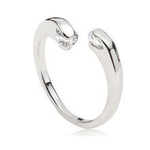Простой стиль 2 Блестящий Прозрачный Циркон специальный дизайн открытые геометрические формы посеребренные золотые кольца для женщин 2024 - купить недорого