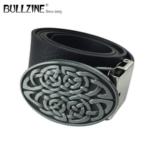 Bullzine western celtic cowboy jeans belt buckle with pewter finish with PU belt connecting clasp FP-03509 drop shipping 2024 - buy cheap