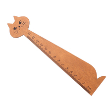 Regla recta de gato para dibujo, herramientas Kawaii de madera, papelería, dibujos animados, regalo, oficina, escuela, gatitos, colores aleatorios, 1 ud. 2024 - compra barato