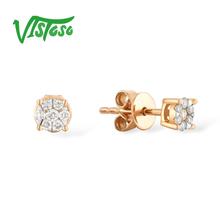 VISTOSO-pendientes de oro rosa 585 de 14K para mujer, aretes de circonita redonda con diamantes, joyería delicada de moda 2024 - compra barato