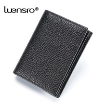 Genuine Leather Mini ID Holders Men Business Credit Card Holder Cow Leather Slim Bank Case Purse Wallet Male Mini Pocket Wallet 2024 - buy cheap